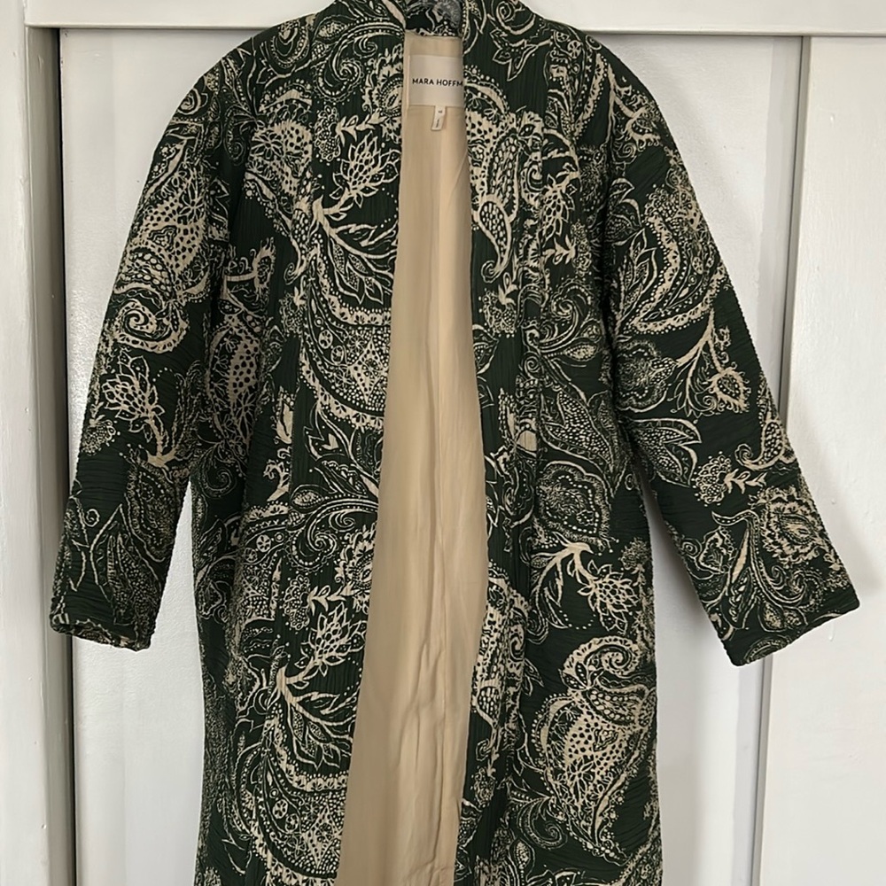 Chic Green Patterned Mara Hoffman Coat - image 2